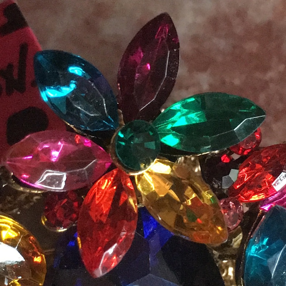 Multi-Color Crystal Flower Necklace - Picture 10 of 14